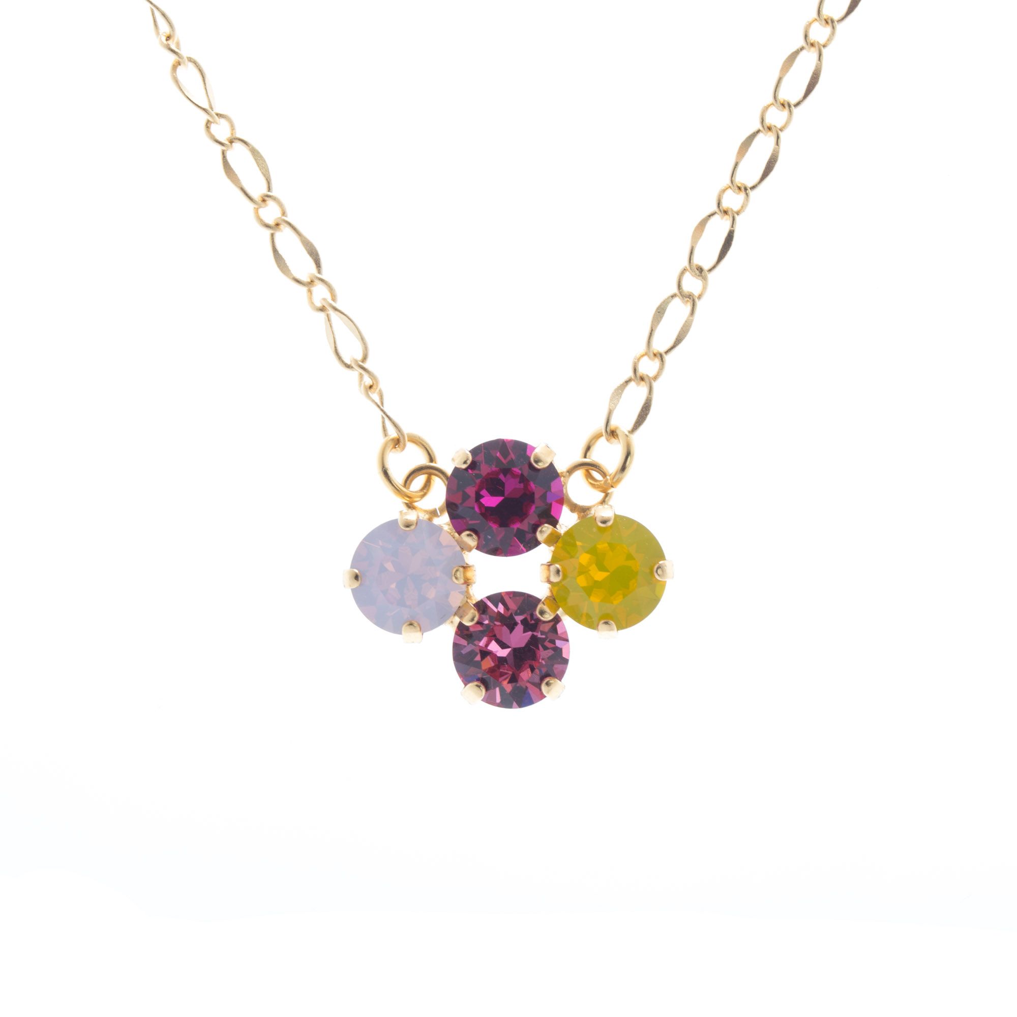 Lisa Marie Jewelry 4 Stone Swarovski Crystal Necklace - Pink Combo