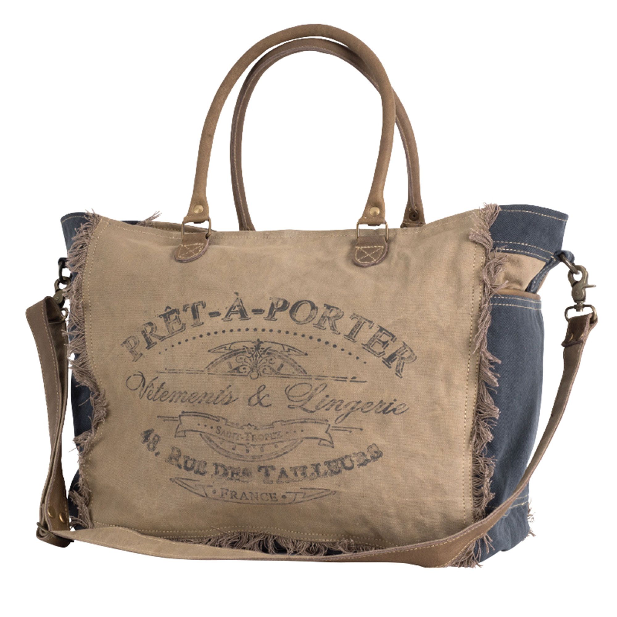 French Pret-A-Porter Ready To Wear Canvas Duffel Bag by Clea Ray