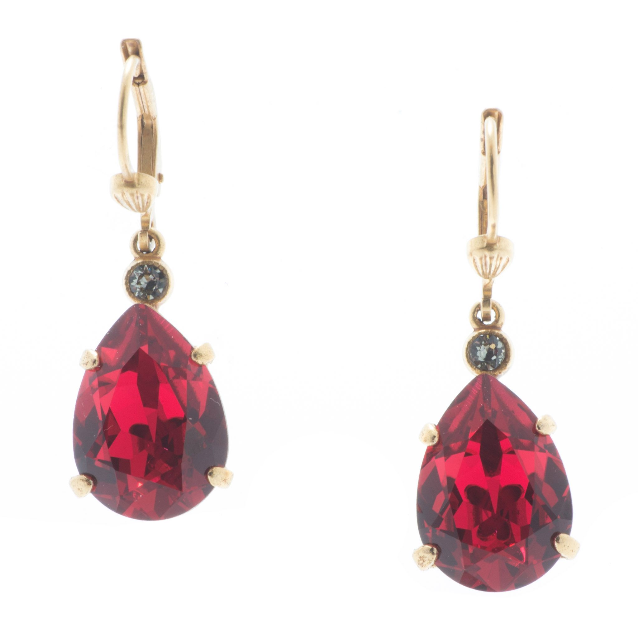 Catherine Popesco 12mm Large Stone Crystal Earrings - Scarlet Red