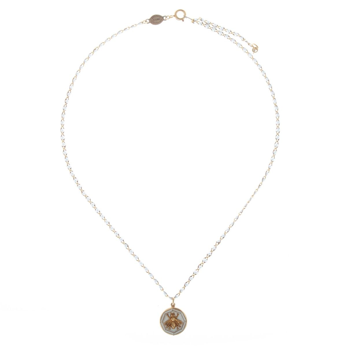 Catherine Popesco French Enamel Medallion Natural Stone Necklace