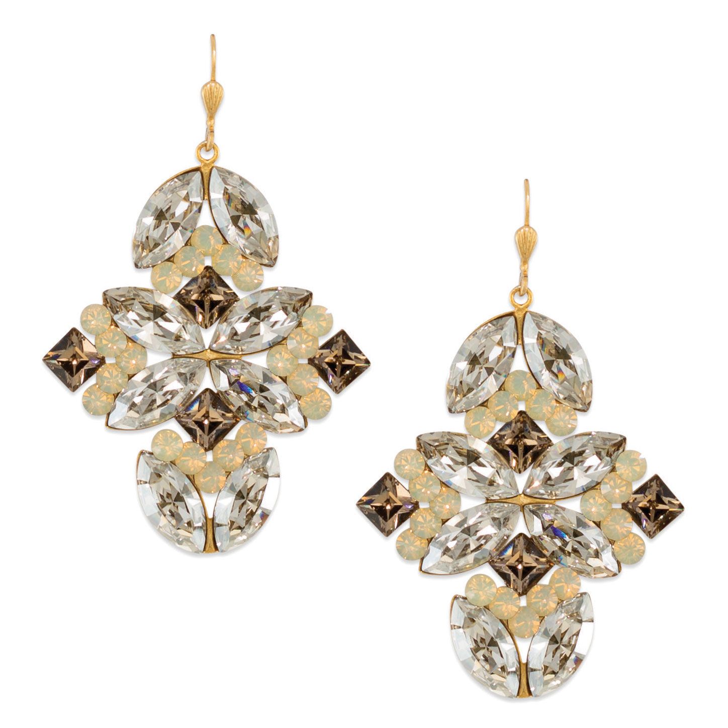 Catherine Popesco Large Multi Shape Quatrefoil Crystal Earrings