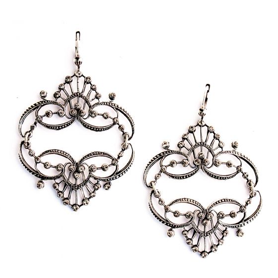 Catherine Popesco Mirrored Tiara Silver Earrings - Black Diamond