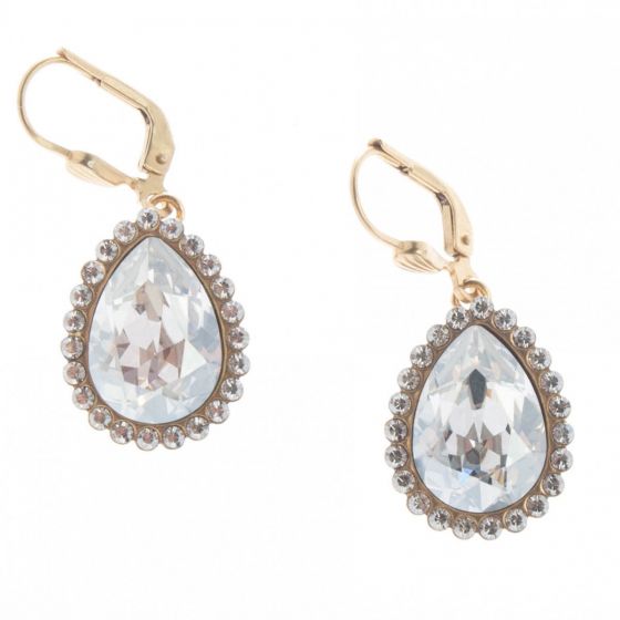 Catherine Popesco Teardrop Stone Border Crystal Earrings - Assorted Colors